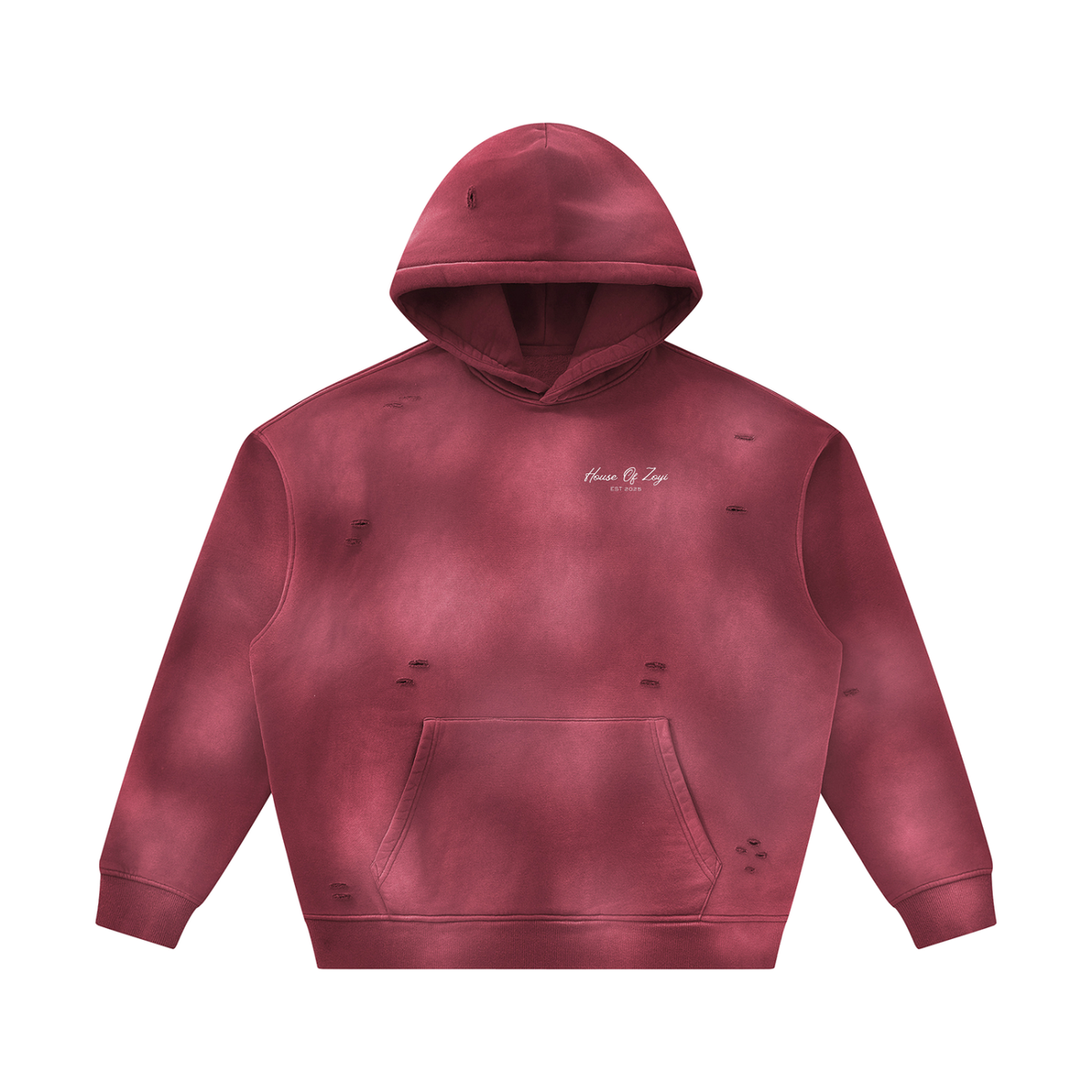 Unisex Sunfade Frayed Fleece Hoodie