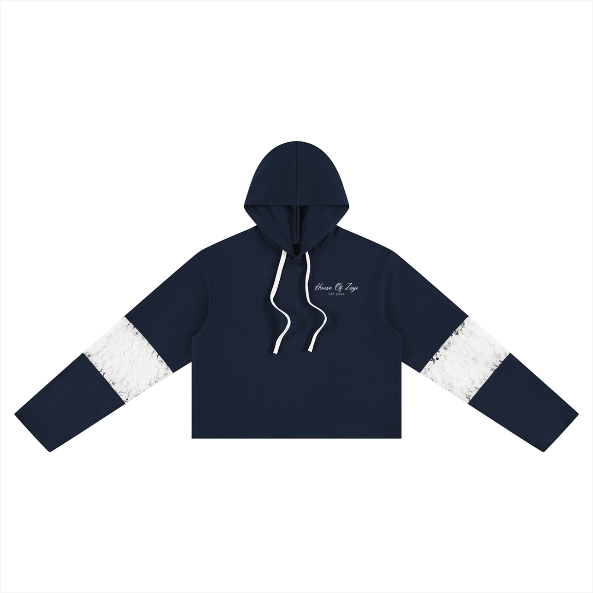 Women’s Cropped Lace-Panel Hoodie