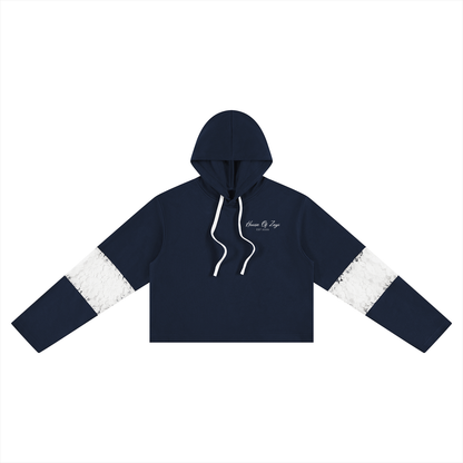 Women’s Cropped Lace-Panel Hoodie