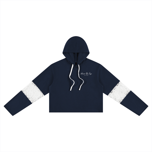 Women’s Cropped Lace-Panel Hoodie