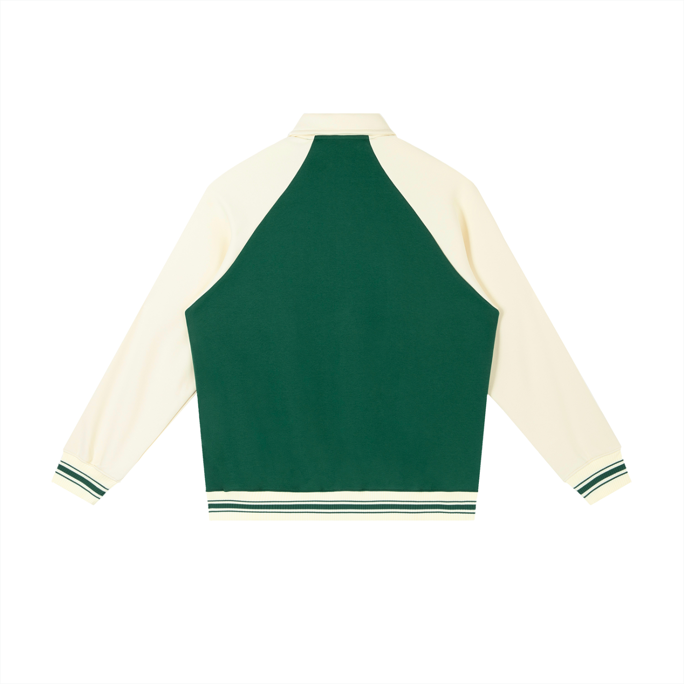 Women's green contrast raglan sleeve baseball jacket — SUPERMUCH