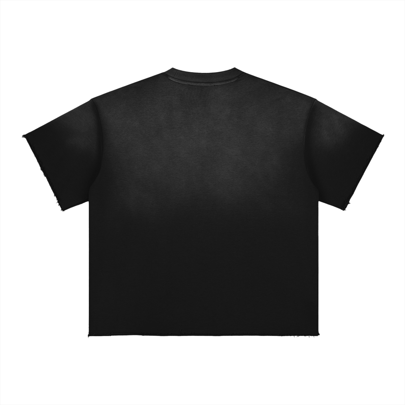 Men's black sun fade raw edge distressed t-shirt — SUPERMUCH