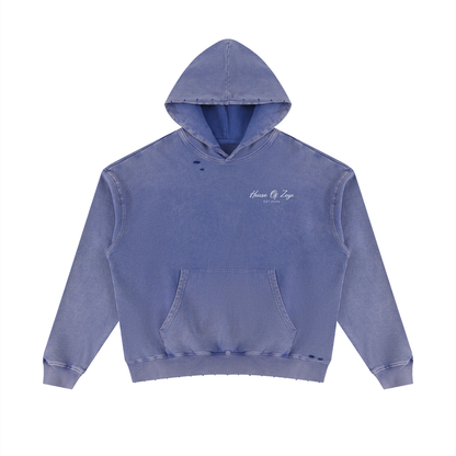 Unisex Mineral Wash Distressed Hoodie