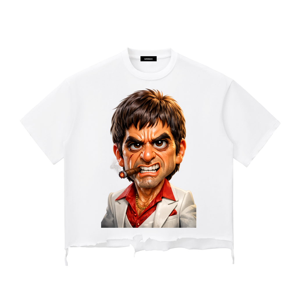 Angry Young Man Snow Wash Raw-Hem Boxy T-shirt