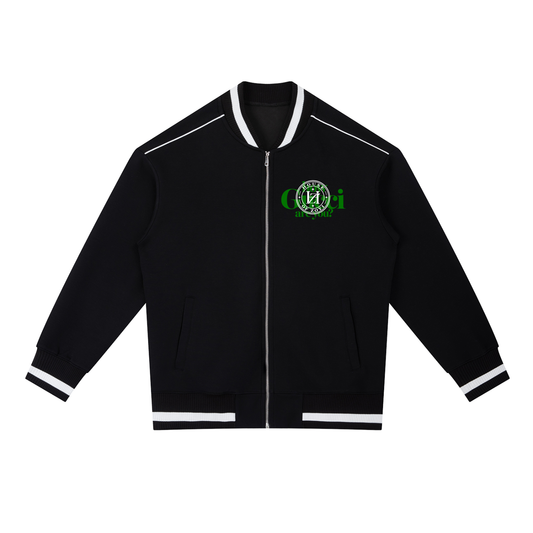 Contrast Piping Zip Bomber Jacket