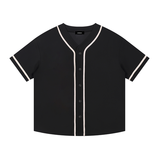 Contrast Piped Button-Up Jersey