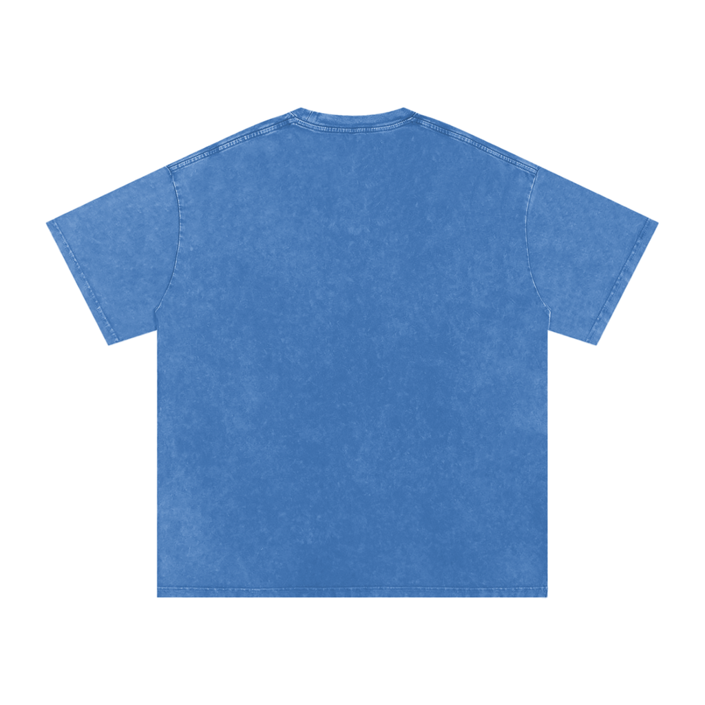 Electric Blue Snow Washed Oversized Cotton T-Shirt