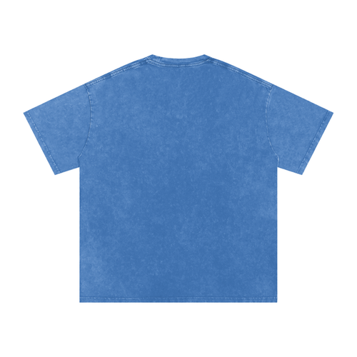 Electric Blue Snow Washed Oversized Cotton T-Shirt
