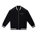 Black Contrast Piping Zip Bomber Jacket