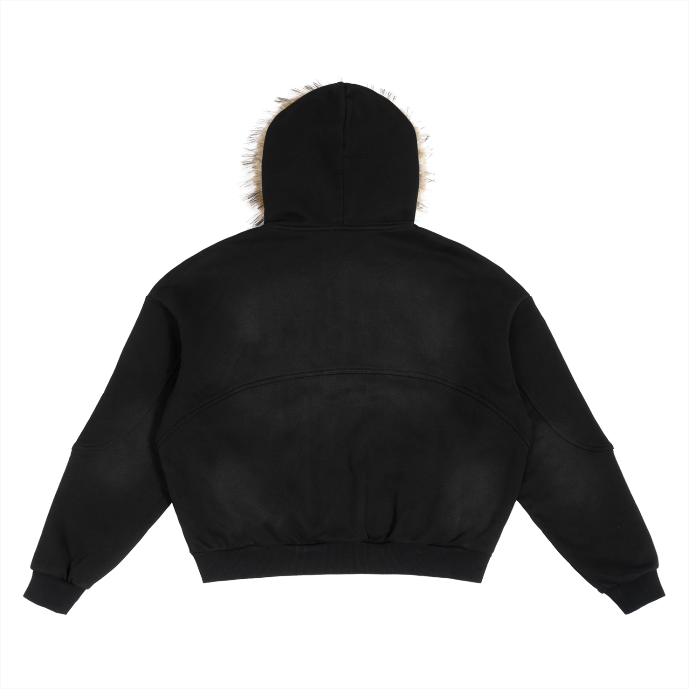 Slow Brew Sun Fade Boxy Detachable Fur Hoodie