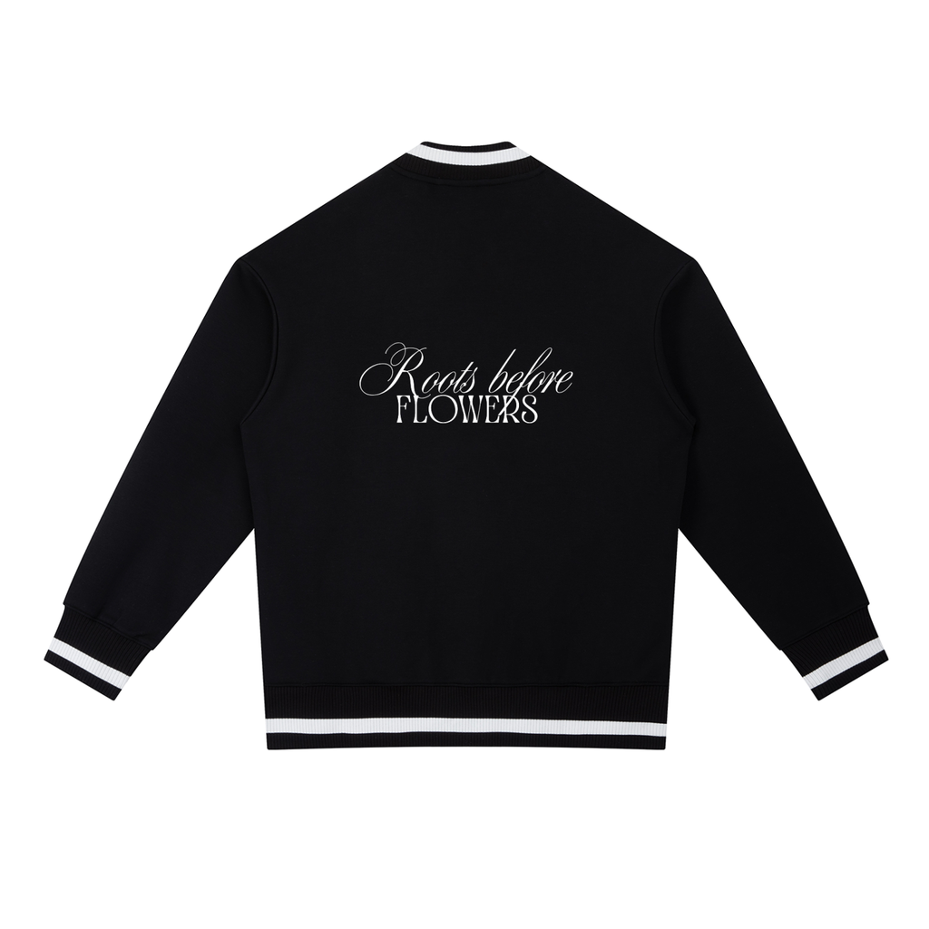 Black Contrast Piping Zip Bomber Jacket