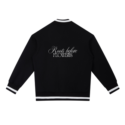 Black Contrast Piping Zip Bomber Jacket