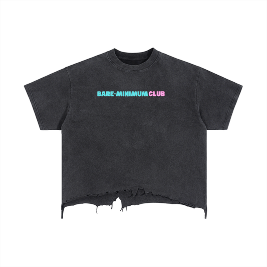 Women's black vintage wash boxy distressed hem t-shirt — SUPERMUCH