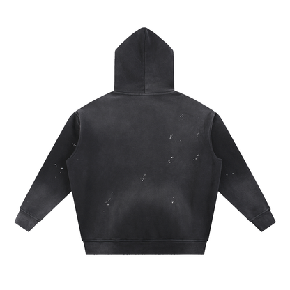 Vintage Washed Frayed Fleece Hoodie