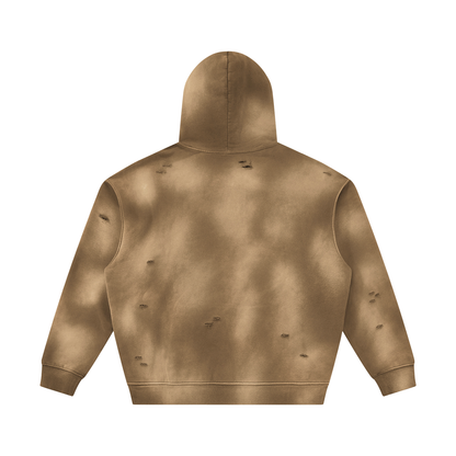 Unisex Sunfade Frayed Fleece Hoodie