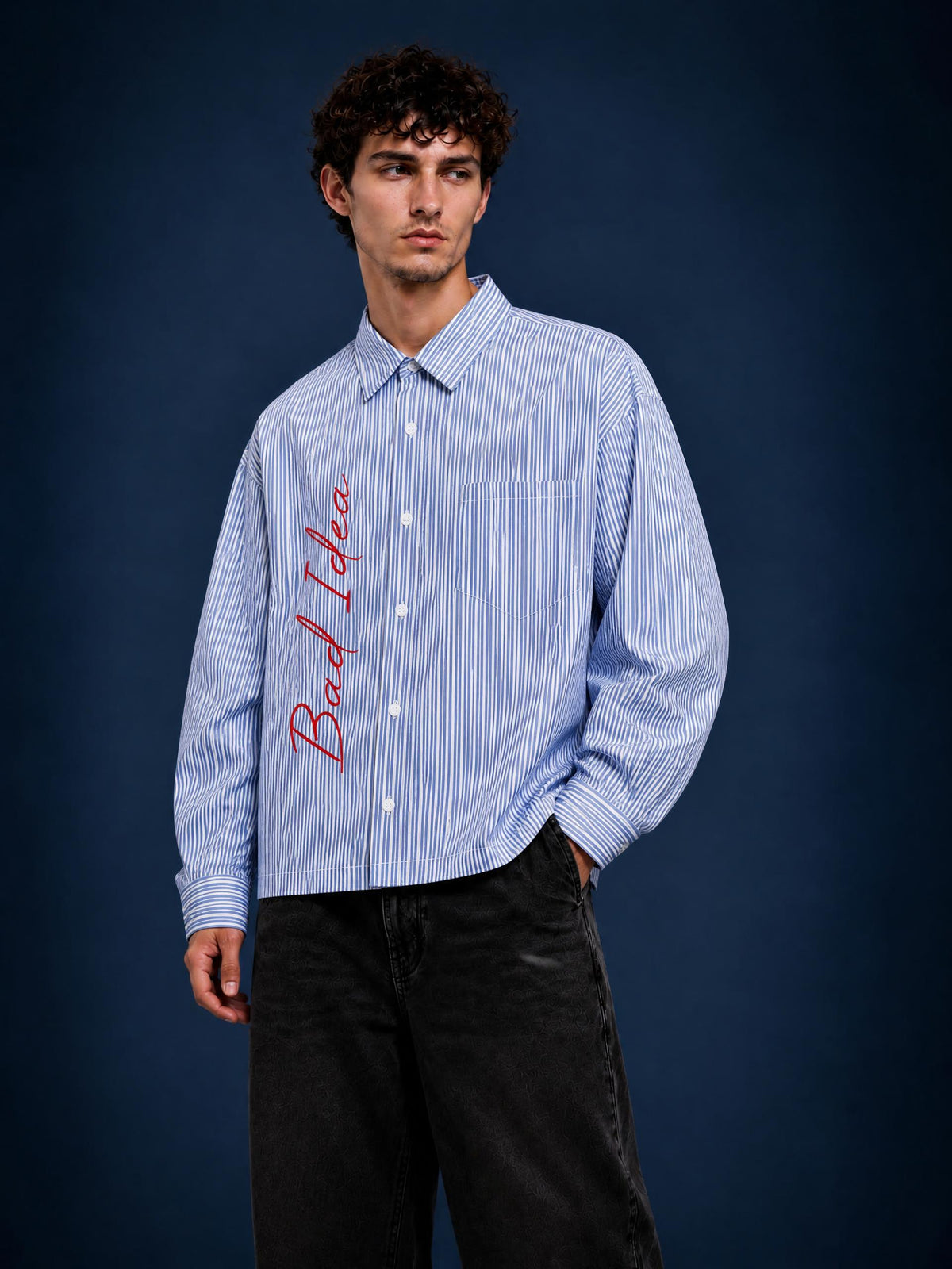 Unisex Boxy Striped Shirt