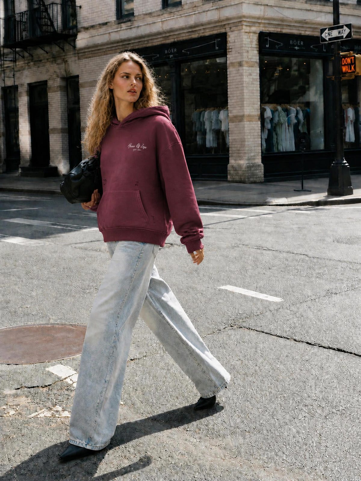 Unisex Sunfade Frayed Fleece Hoodie