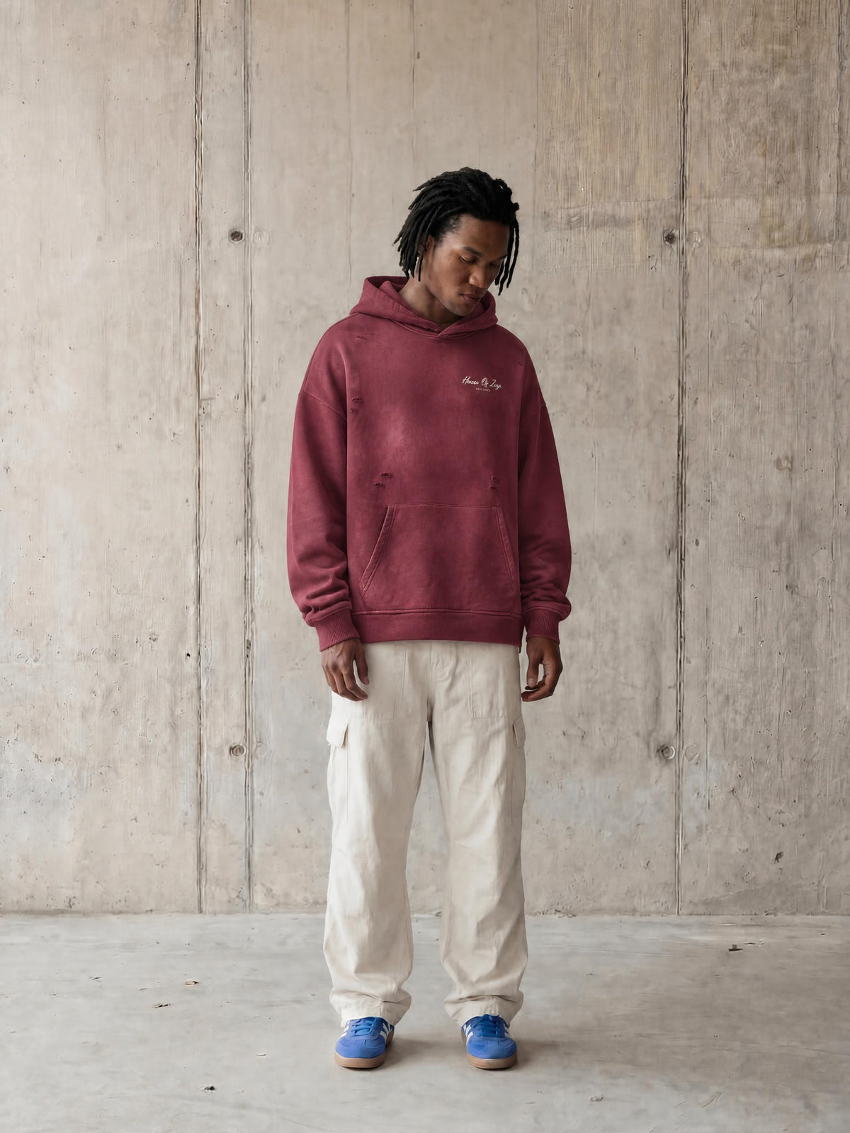 Unisex Sunfade Frayed Fleece Hoodie