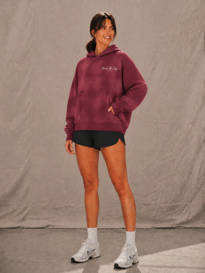 Unisex Sunfade Frayed Fleece Hoodie