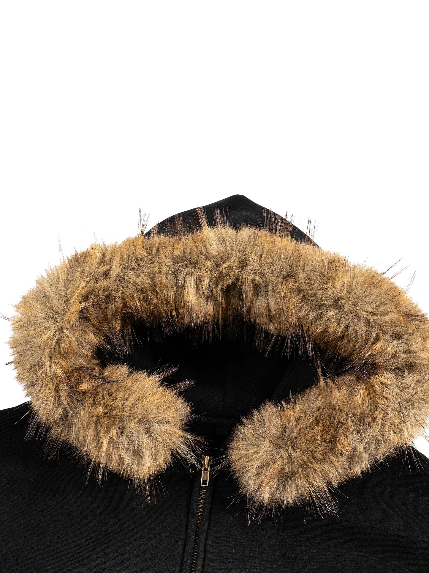 Slow Brew Sun Fade Boxy Detachable Fur Hoodie