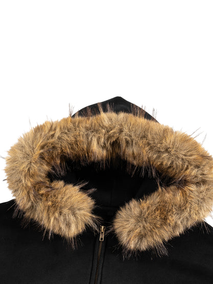 Slow Brew Sun Fade Boxy Detachable Fur Hoodie