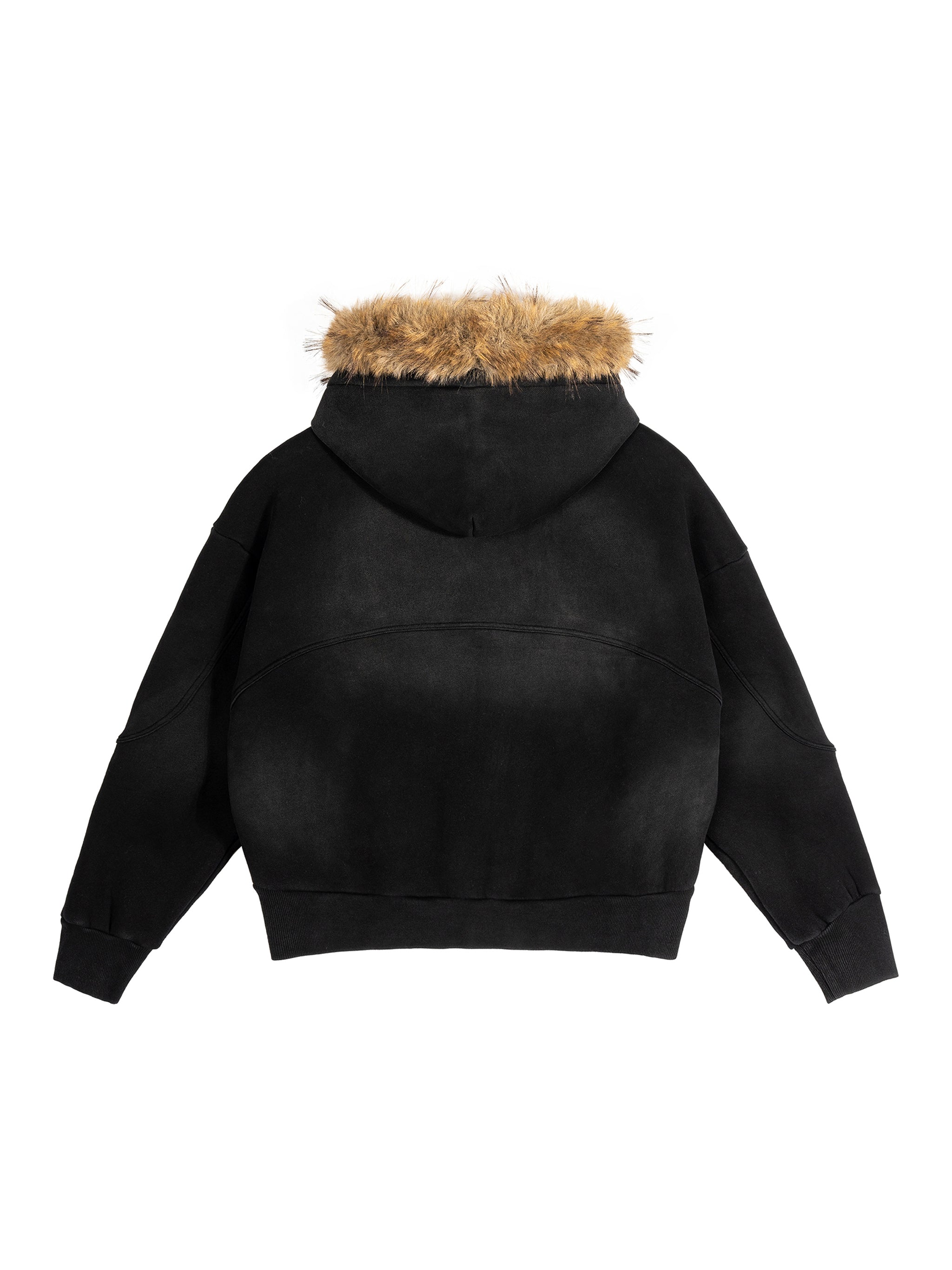 Slow Brew Sun Fade Boxy Detachable Fur Hoodie