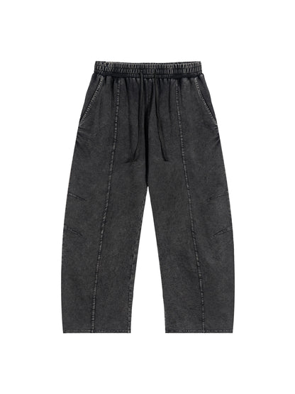 Snow Wash Drawstring Cotton Pants